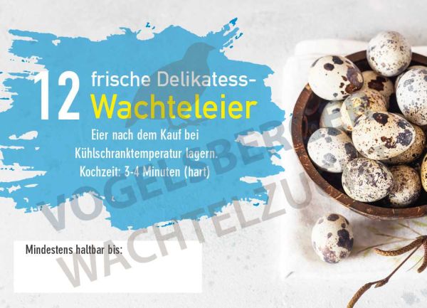 Etiketten für 12er Wachteleischachteln 