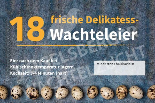 Etiketten für 18er Wachteleischachteln 