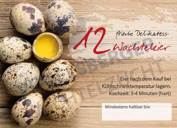 Etiketten für 12er Wachteleischachteln 