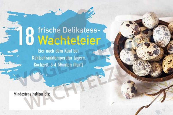 Etiketten für 18er Wachteleischachteln 