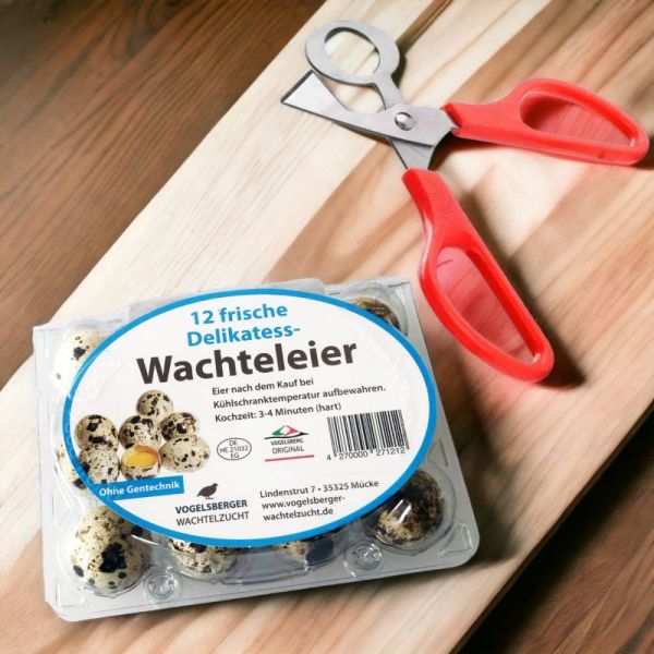 WachtelGlück® Delikatess Wachteleier mit Schere rot