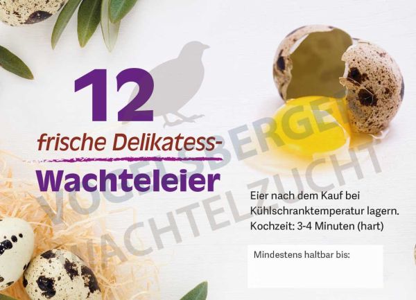 Etiketten für 12er Wachteleischachteln 